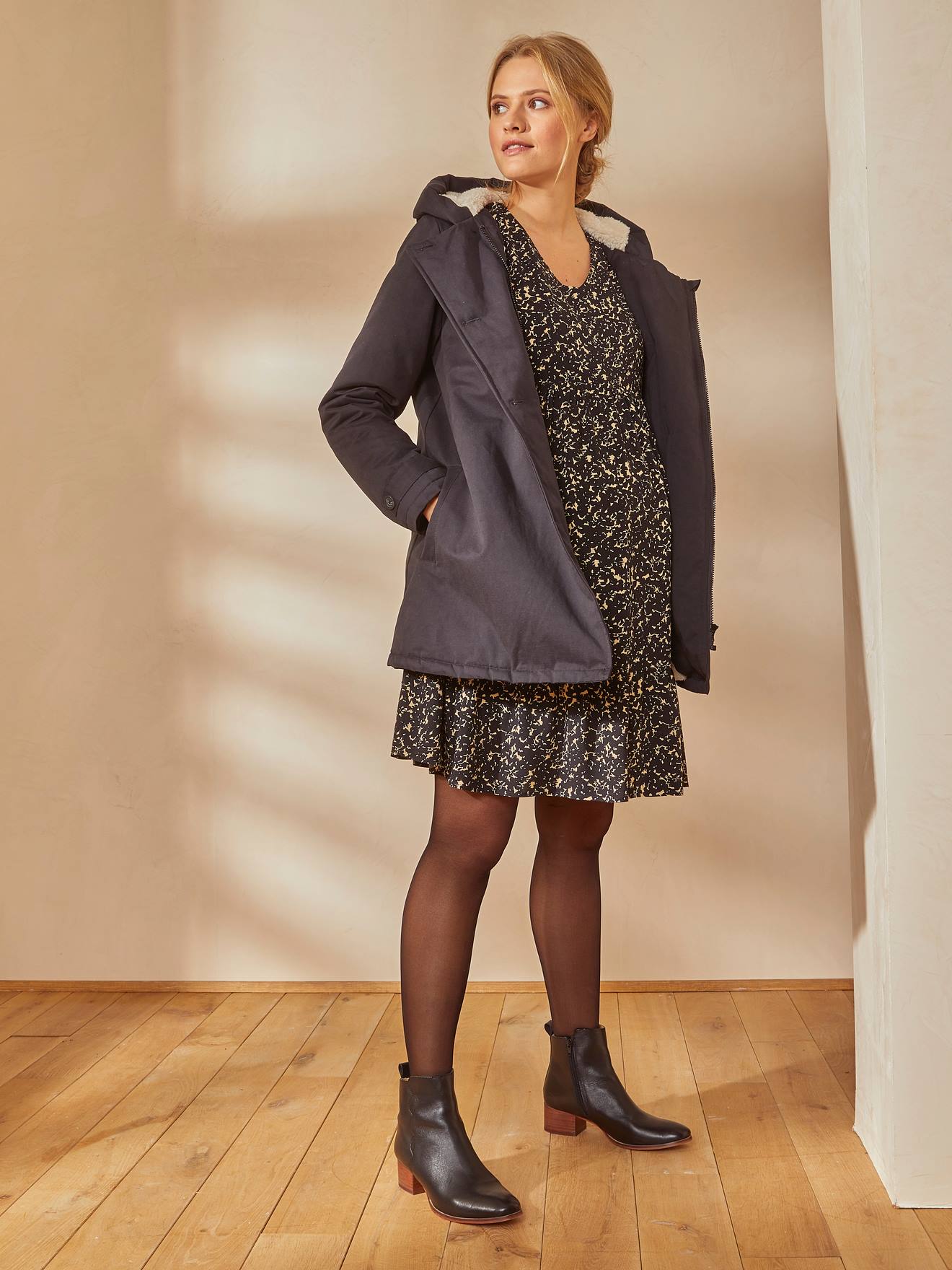 Parka évolutive grossesse et post-grossesse noir