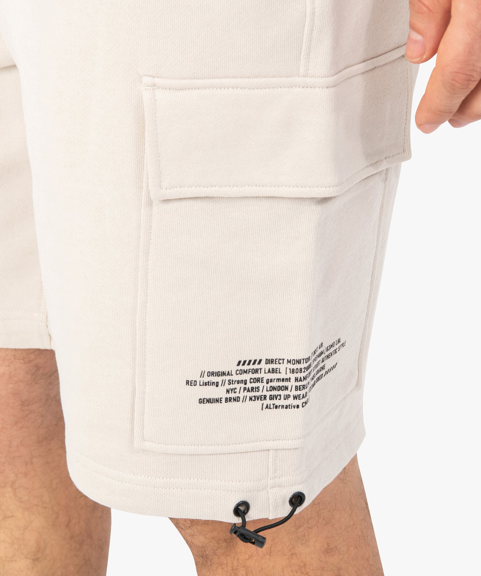 Bermuda homme en maille avec bas de jambes ajustables beige | GEMO
