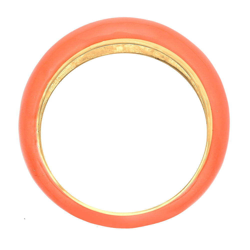 Elli Elli Bague Femmes Bande Pile avec Émail Orange en Argent Sterling 925 Plaqué Or Bague
