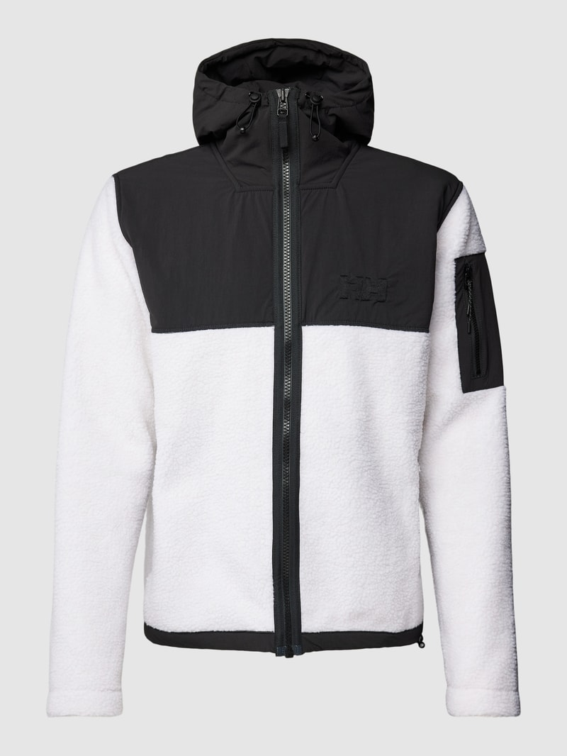 Fleecejacke in Two-Tone-Machart in schwarz