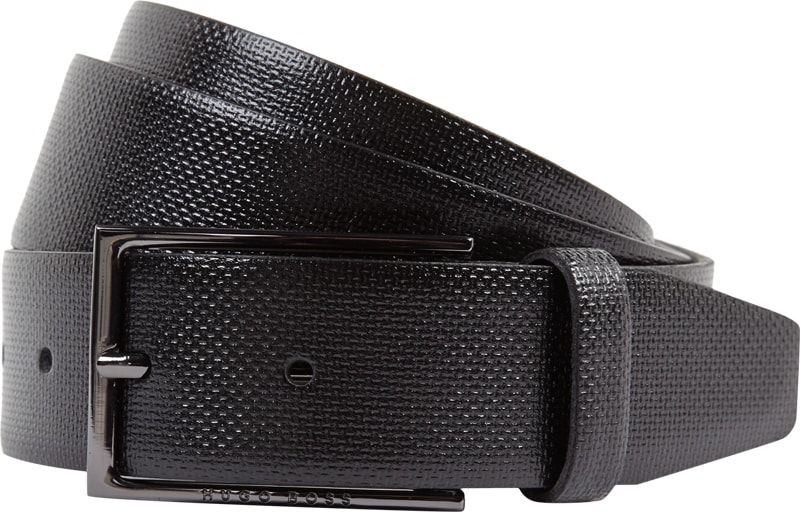 Ledergürtel mit Dornschließe in schwarz