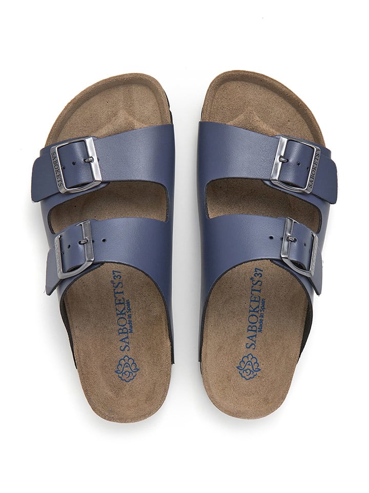 SABOKETS Leder-Pantoletten in Blau günstig kaufen