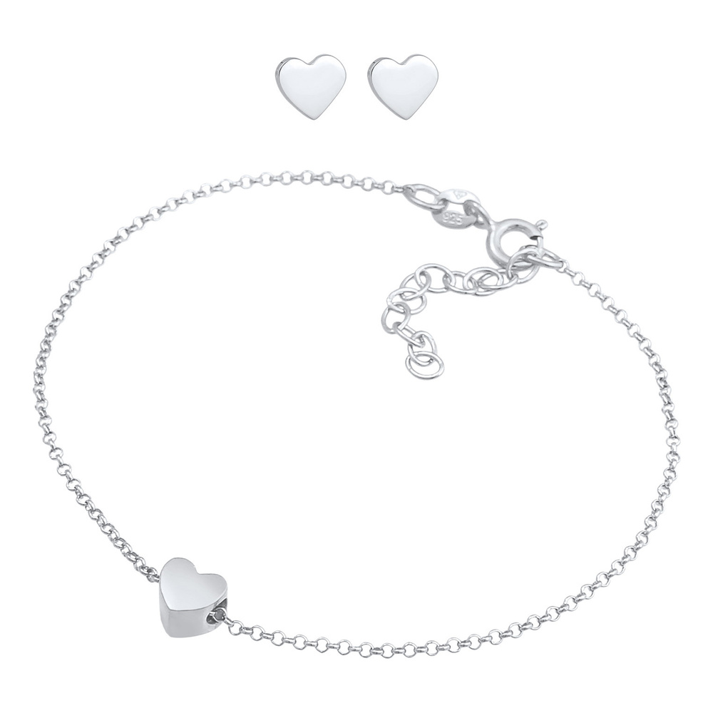 Elli Elli Ensemble de Bijoux Clous d'oreilles pendentifs en forme de coeur pour femme  Bijoux