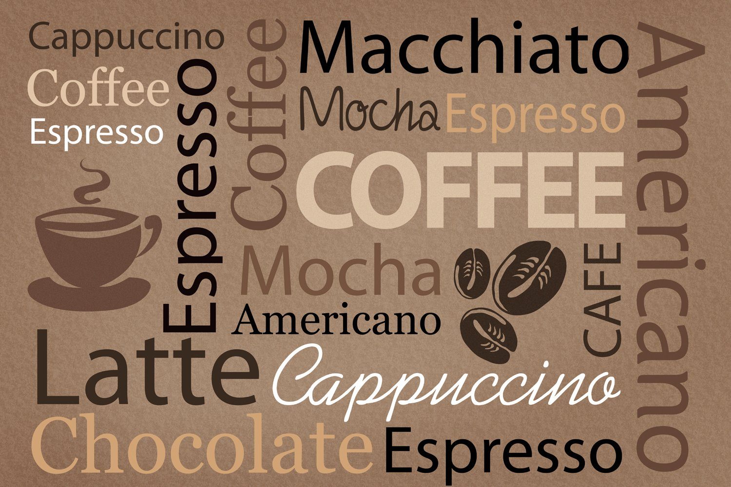 queence Küchenrückwand Kaffee Cappuccino Coffee Latte Spritzschutz Wandschutz für Herd/Spüle, (1-tlg), 60x40x0,3 cm - Hitzebeständig - Herdspritzschutz - Alu-Dibond
