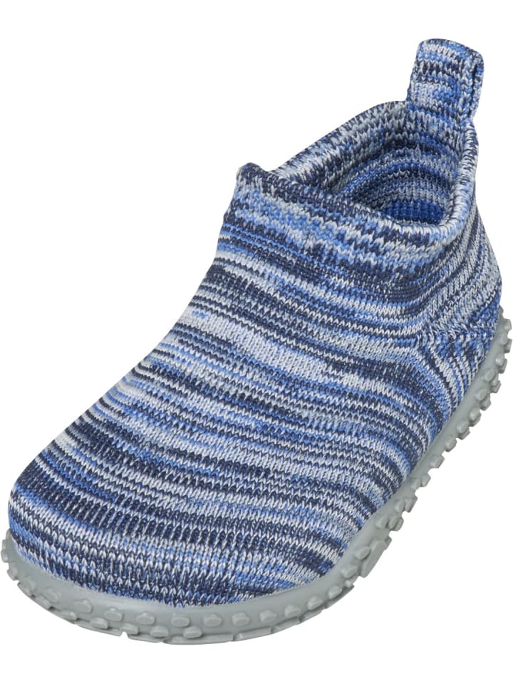 Playshoes Hausschuh Strick in Blau günstig kaufen