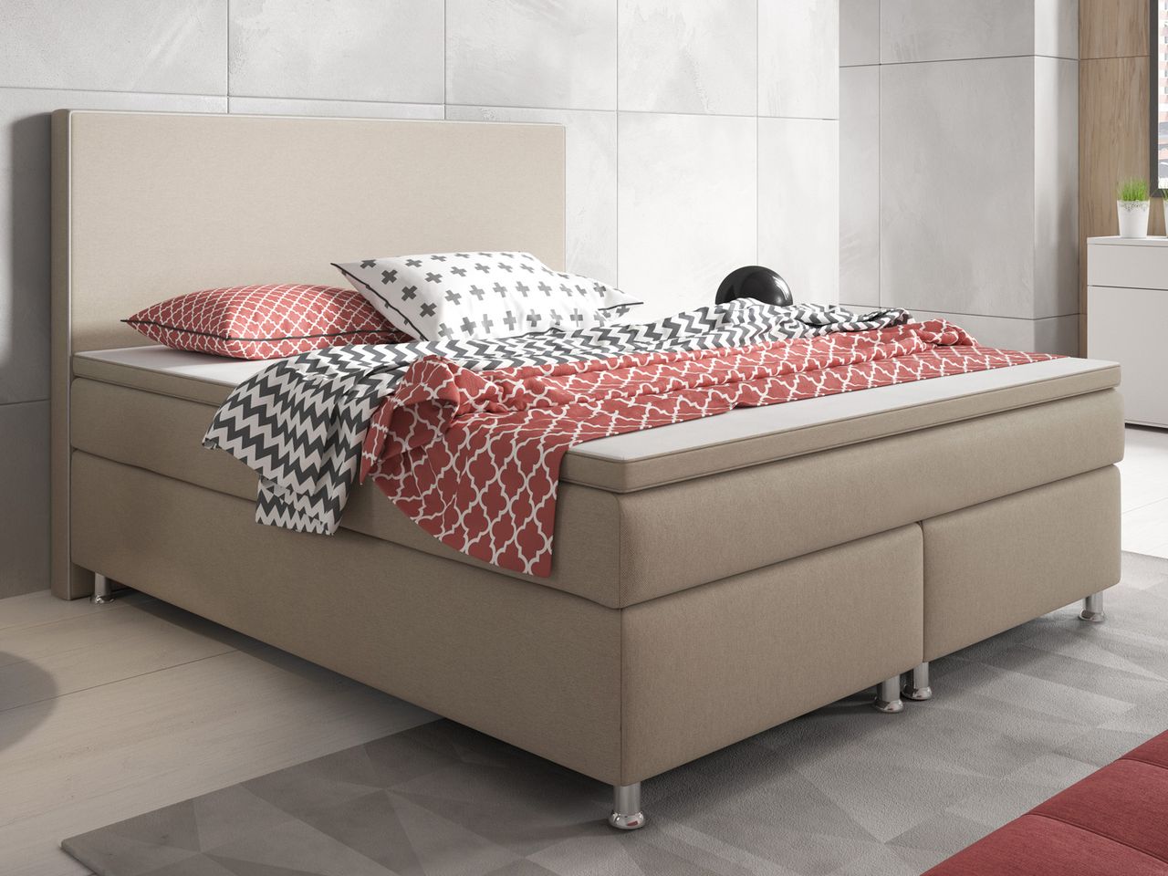 IHG Boxspringbett King Size 180x200 cm Webstoff Muddy