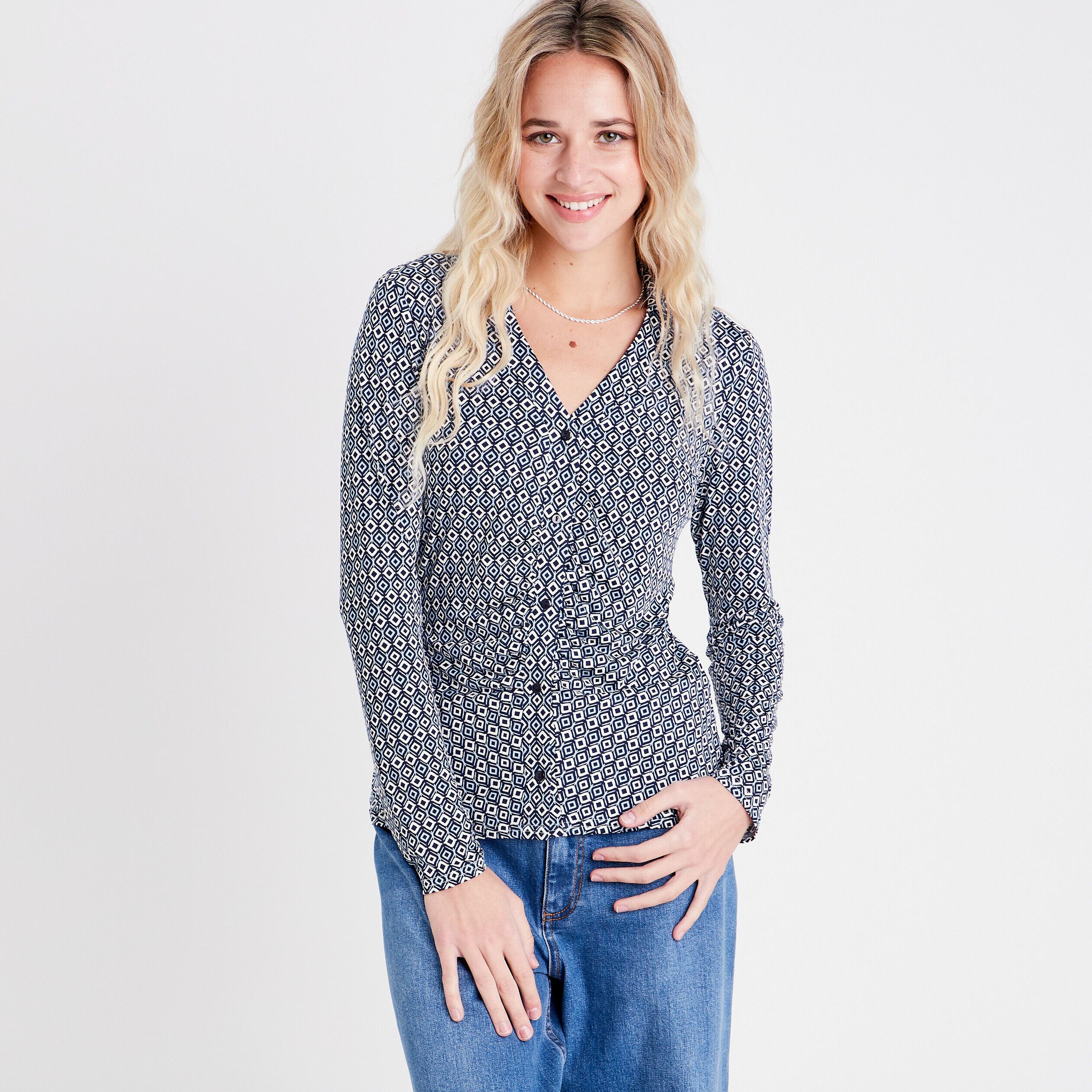 Chemise à manches longues bleu clair femme | Cache Cache