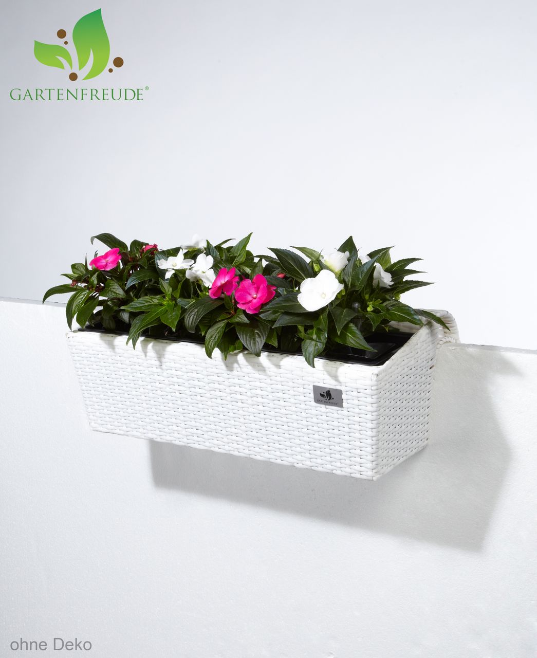 Weles Polyrattan Balkonkasten, 62 x 25 x 22 cm, mit Bewässerungssystem, weiß