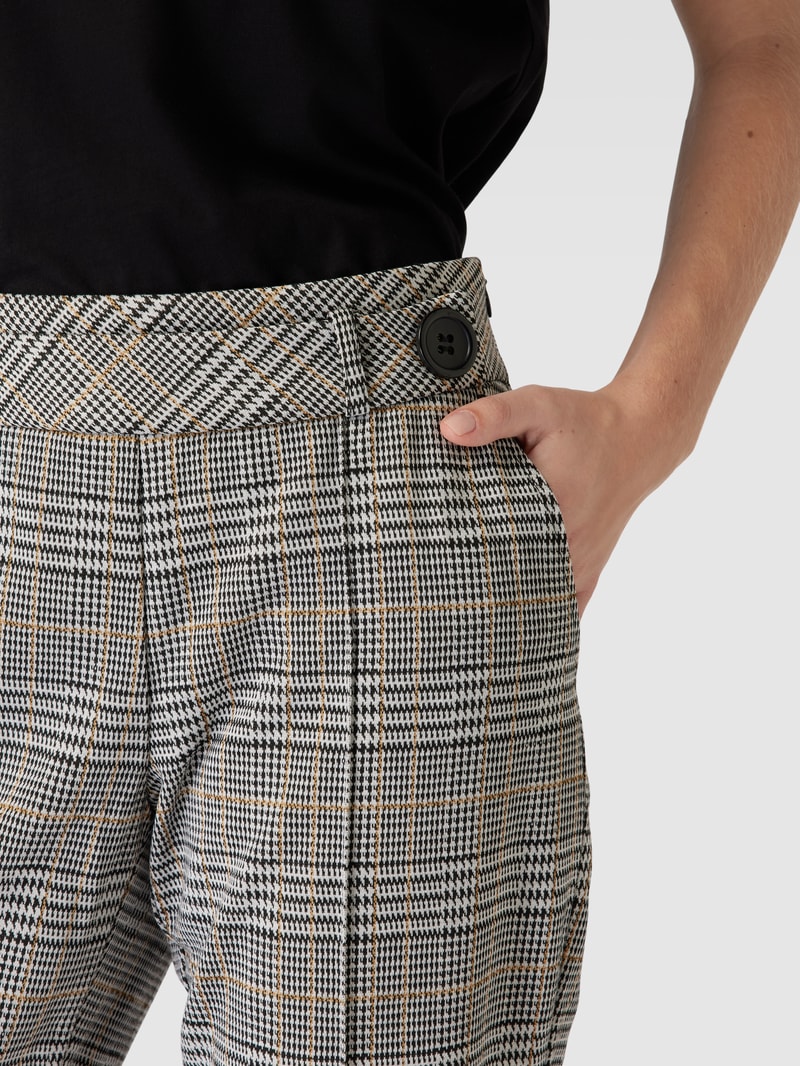 Stoffhose mit Glencheck-Muster in schwarz