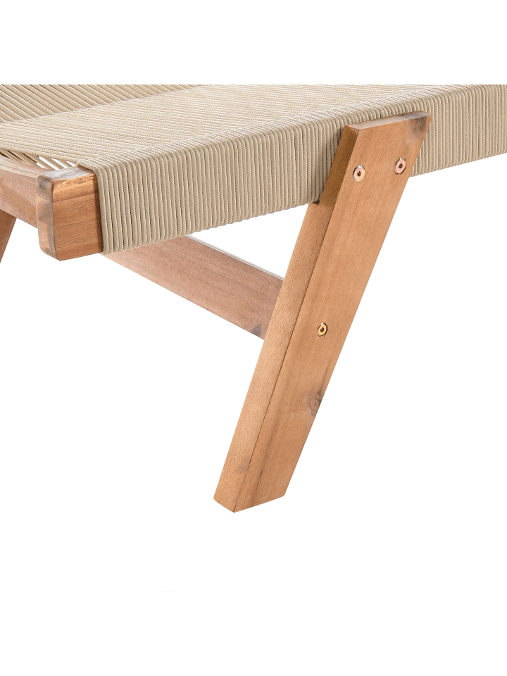 Beliani Gartenliege PROSSEDI in Beige/Heller Holzfarbton - (W) 64 x (H) 35 x (L) 190 cm günstig kaufen onesize