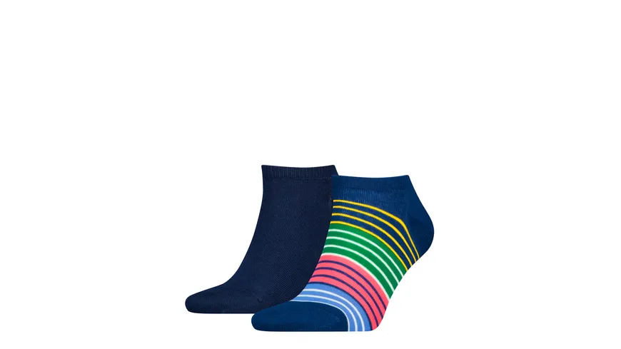 TOMMY HILFIGER Herren Sneaker Socken Multicolor Stripe 2er Pack olympic blue/navy combo