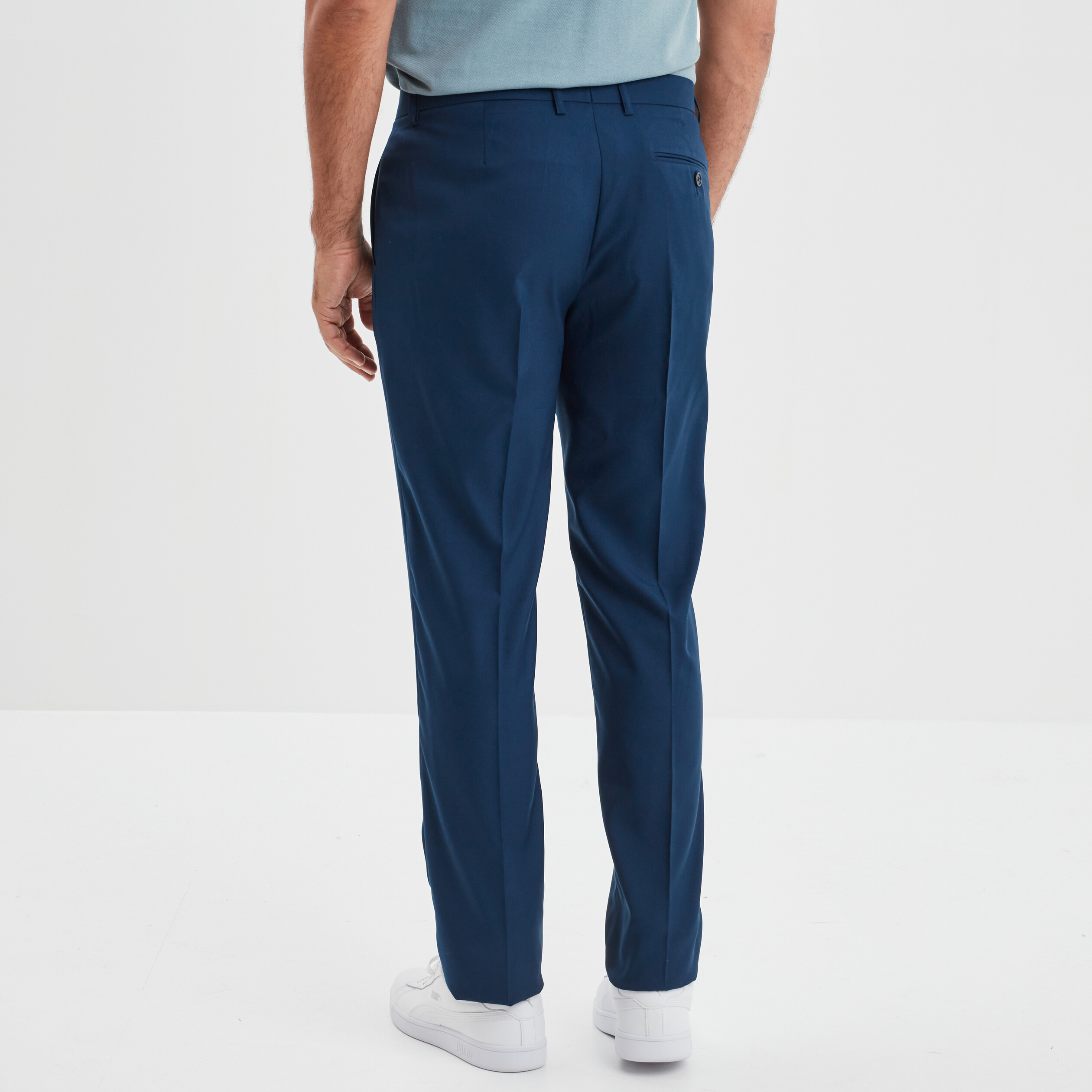 Pantalon droit avec pinces bleu electrique homme | La Halle