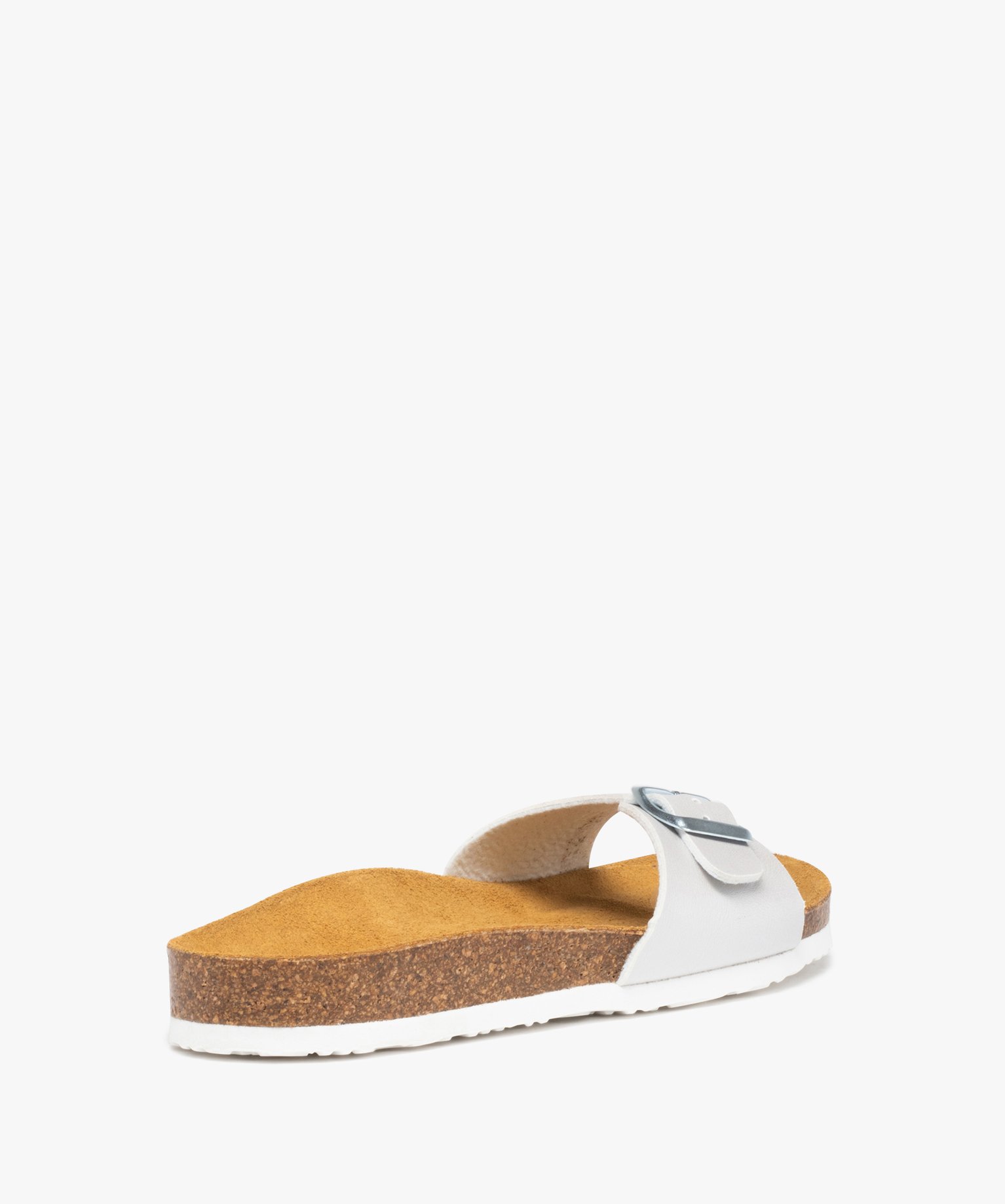 Mules femme à talon plat et large bride ajustable argent | GEMO