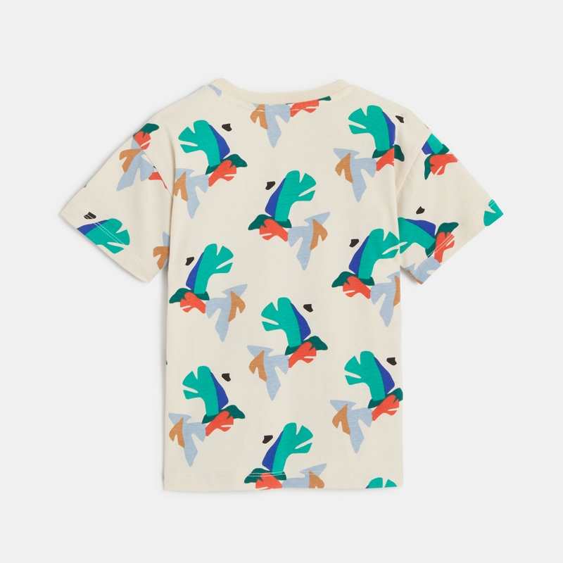 T-shirt garçon feuilles géométriques beige Catimini