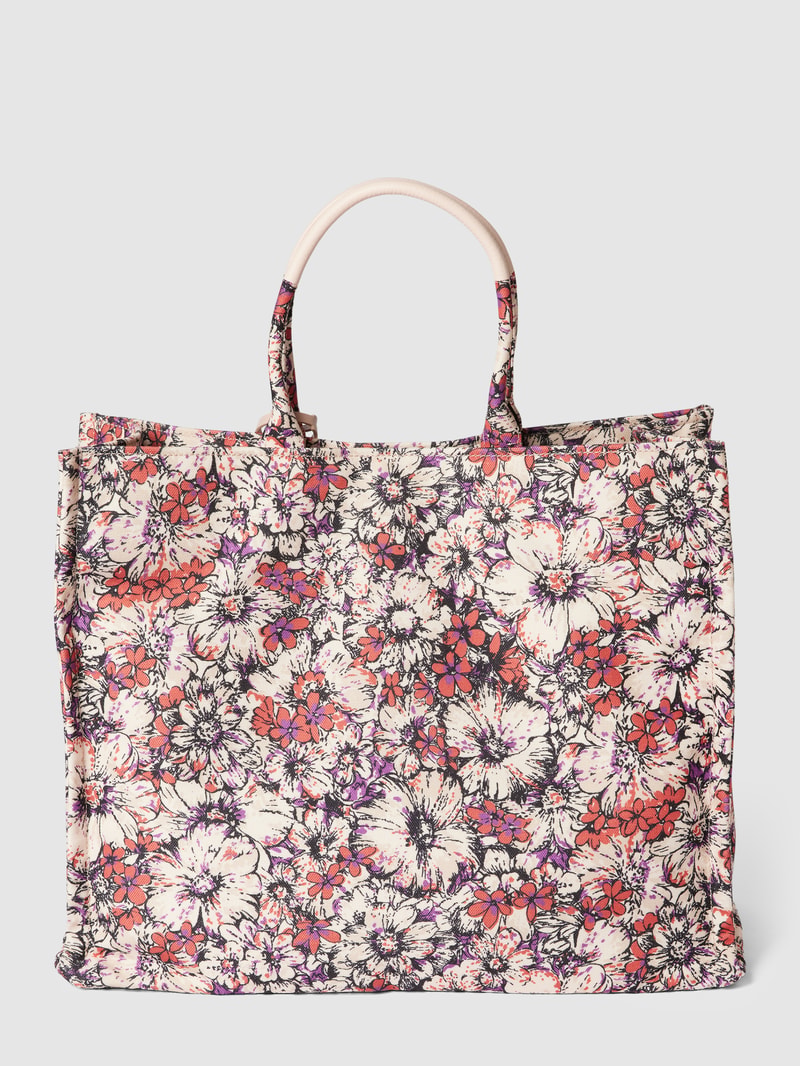 Tote Bag mit Allover-Muster Modell 'NEVER' in koralle
