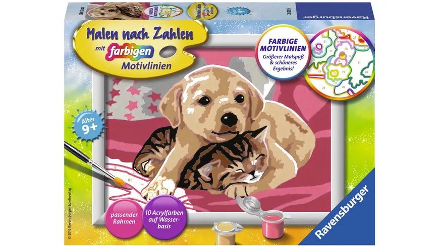Ravensburger Beschäftigung - Malen nach Zahlen mit farbigen Motivlinien - Beste Freunde