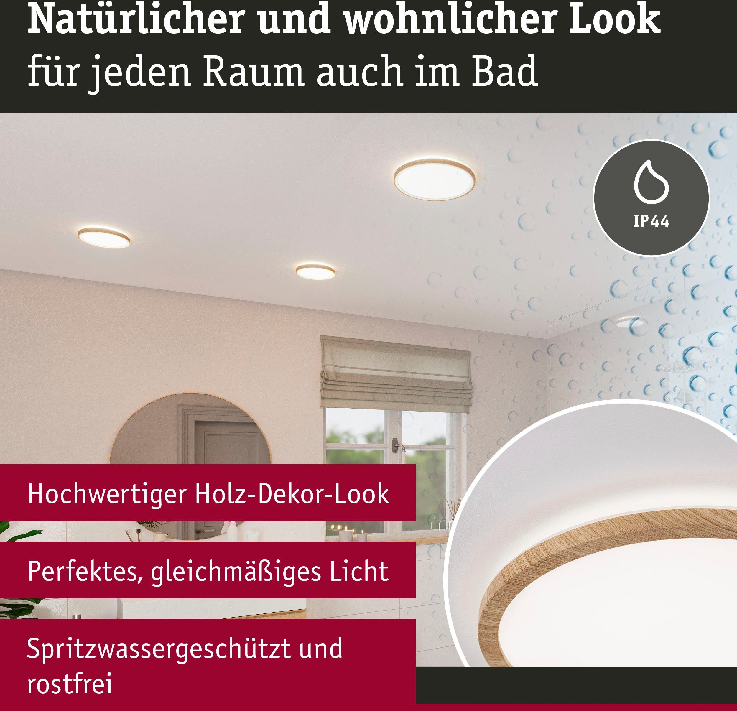 Paulmann LED Panel Atria Shine 22W 4000K 420mm Eiche Kunststoff IP44, LED fest integriert, Neutralweiß, Hintergrundbeleuchtung
