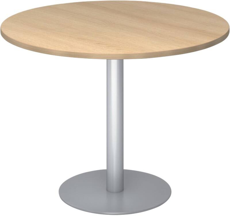 Hammerbacher Säulentisch Eiche, Silber Melaminharzbeschichtete Spanplatte STF10 1.000 x 745 mm