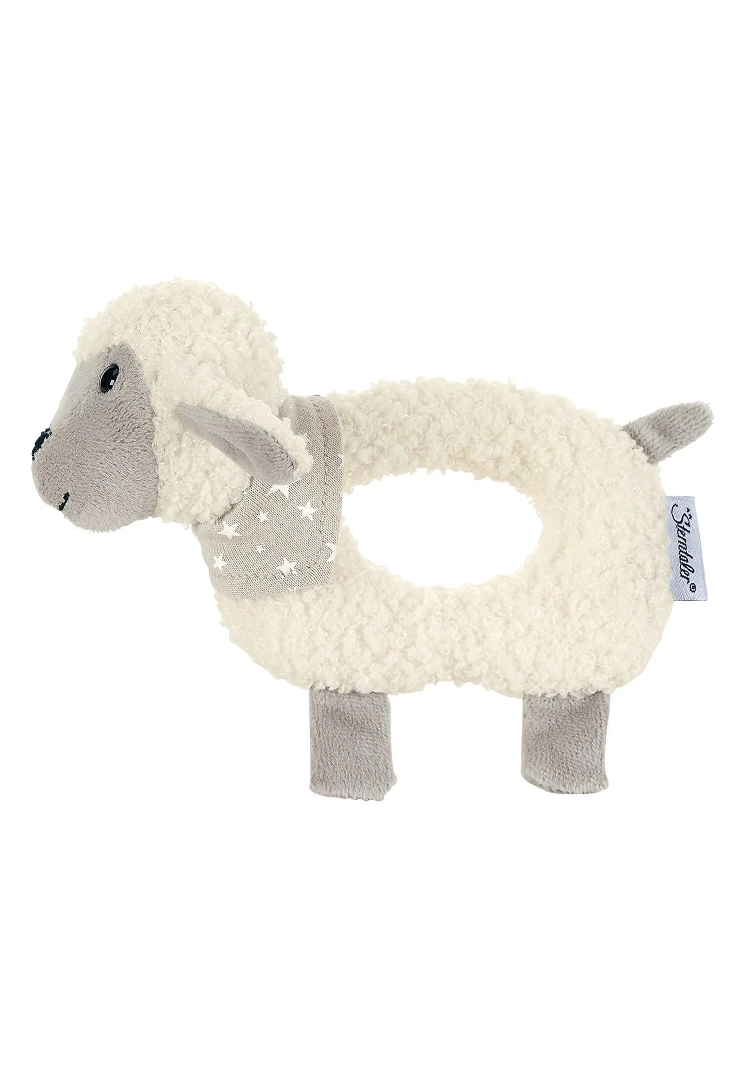 Greifling Schaf Stanley in Ecru mit Grau, 16 cm