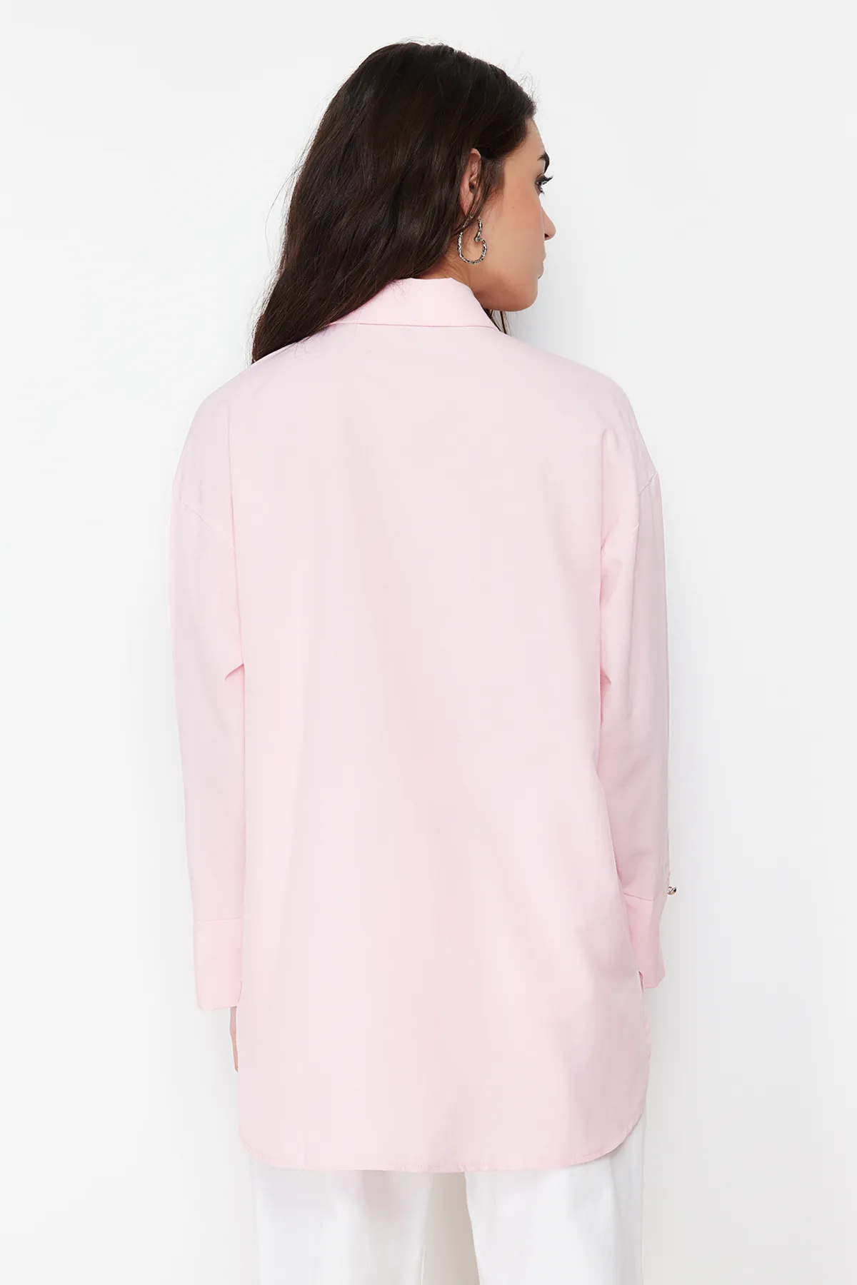 Trendyol Modest  Hellrosa gewebtes Hemd mit Manschettendetails TCTSS24TG00052