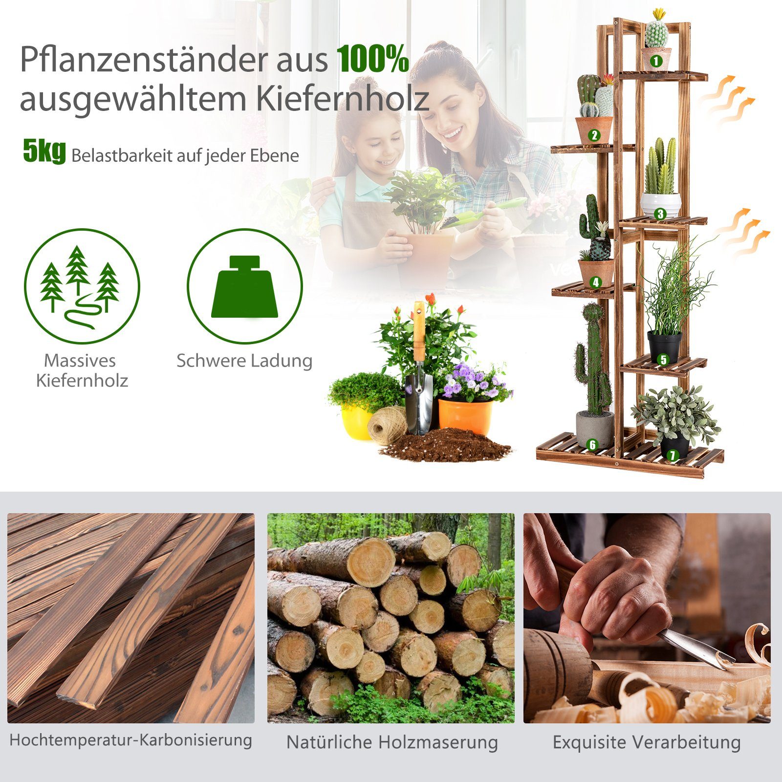 COSTWAY Pflanzentreppe, 6 Ebenen