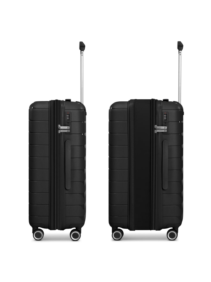 Franky London 4 Rollen Kofferset 3-teilig mit Dehnfalte in black günstig kaufen onesize