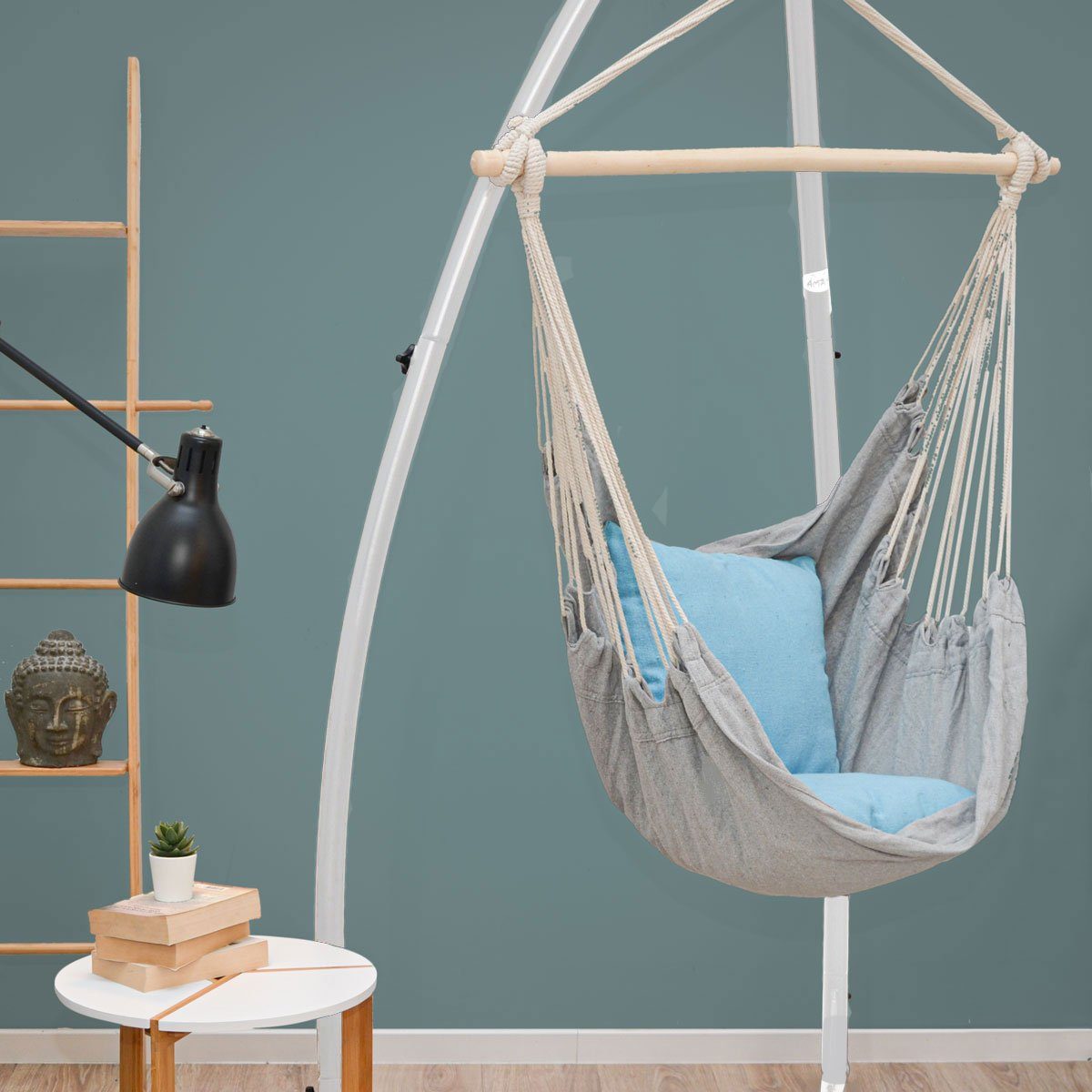 AMANKA Hängemattengestell Hängesessel Gestell Outdoor bis 120kg 215cm, Stahlrohr Ständer für Hängestuhl