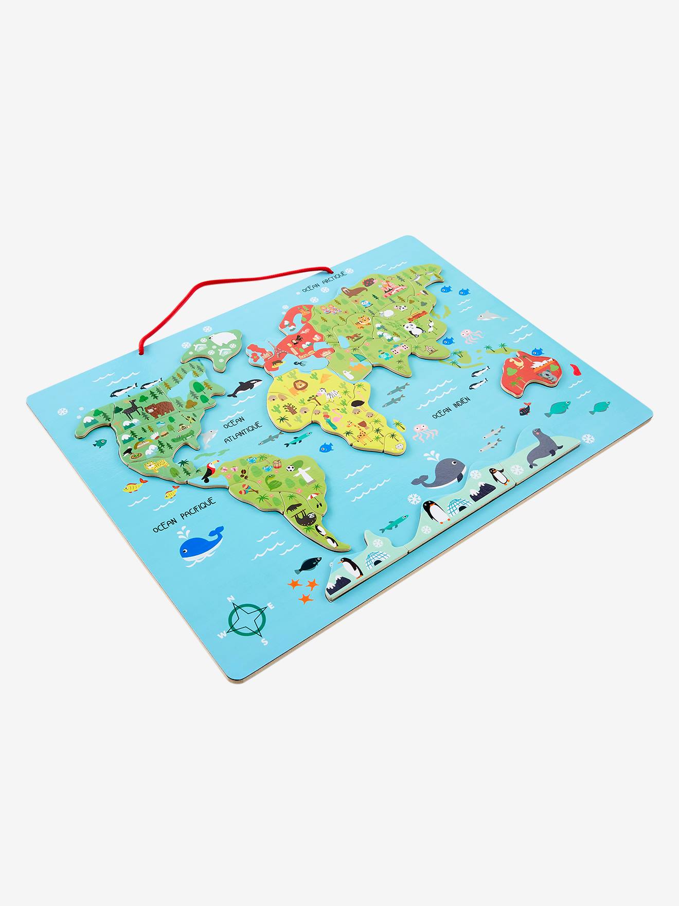 Vertbaudet Kinder Magnet-Puzzle WELT aus Holz FSC - mehrfarbig