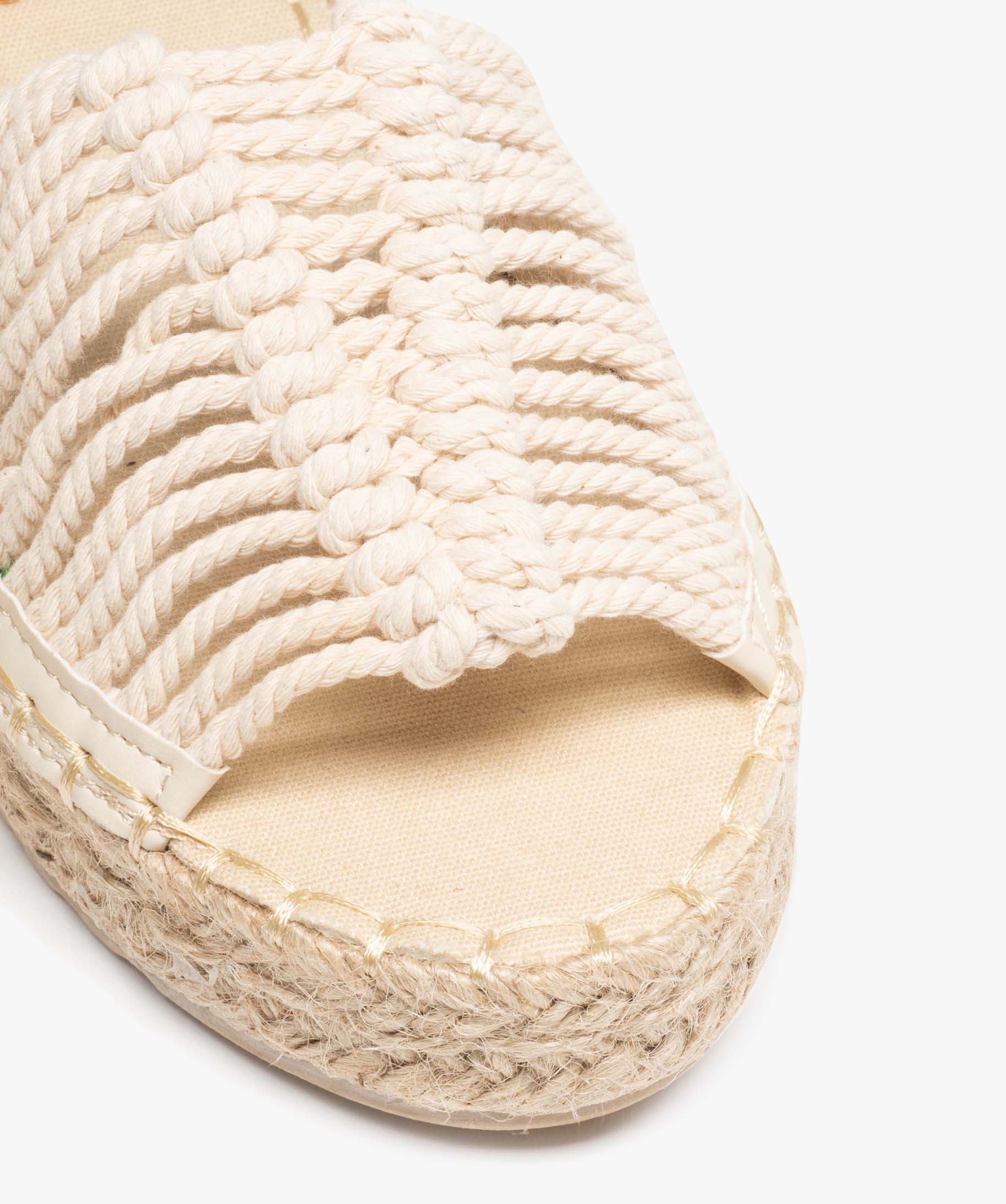 Sandales femme dessus en macramé avec rubans à nouer beige | GEMO