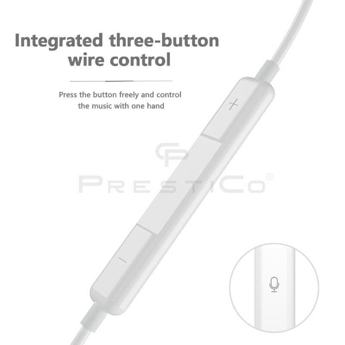 PrestiCo HF3 mit Lightning-Anschluss Kopfhörer Weiß In-Ear-Kopfhörer (Kabelgebunden, In-Ear-Kopfhörer, Intergrierte Steuerung für Anrufe und Musik, Lightning-Ohrhörer, Stereo-Kopfhörer, für iPhone Apple Earpods)