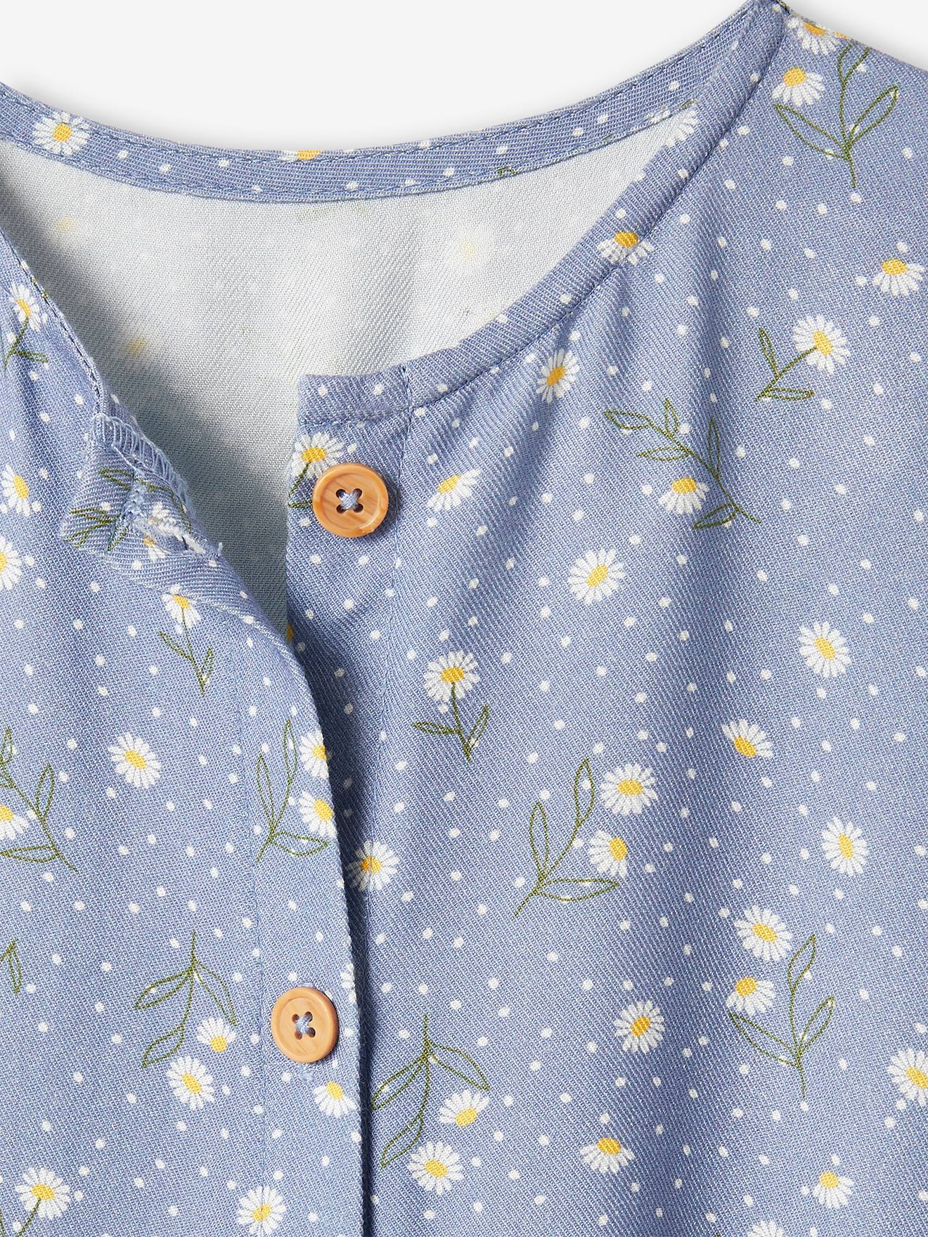 Vertbaudet Mädchen Kleid, Blumen Oeko-Tex - marine