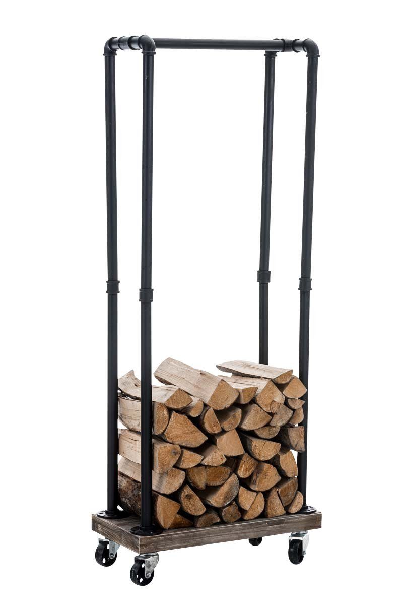 CLP Kaminholzregal Forks, BxTxH:60x30x150 cm, Industrial, mit Rollen