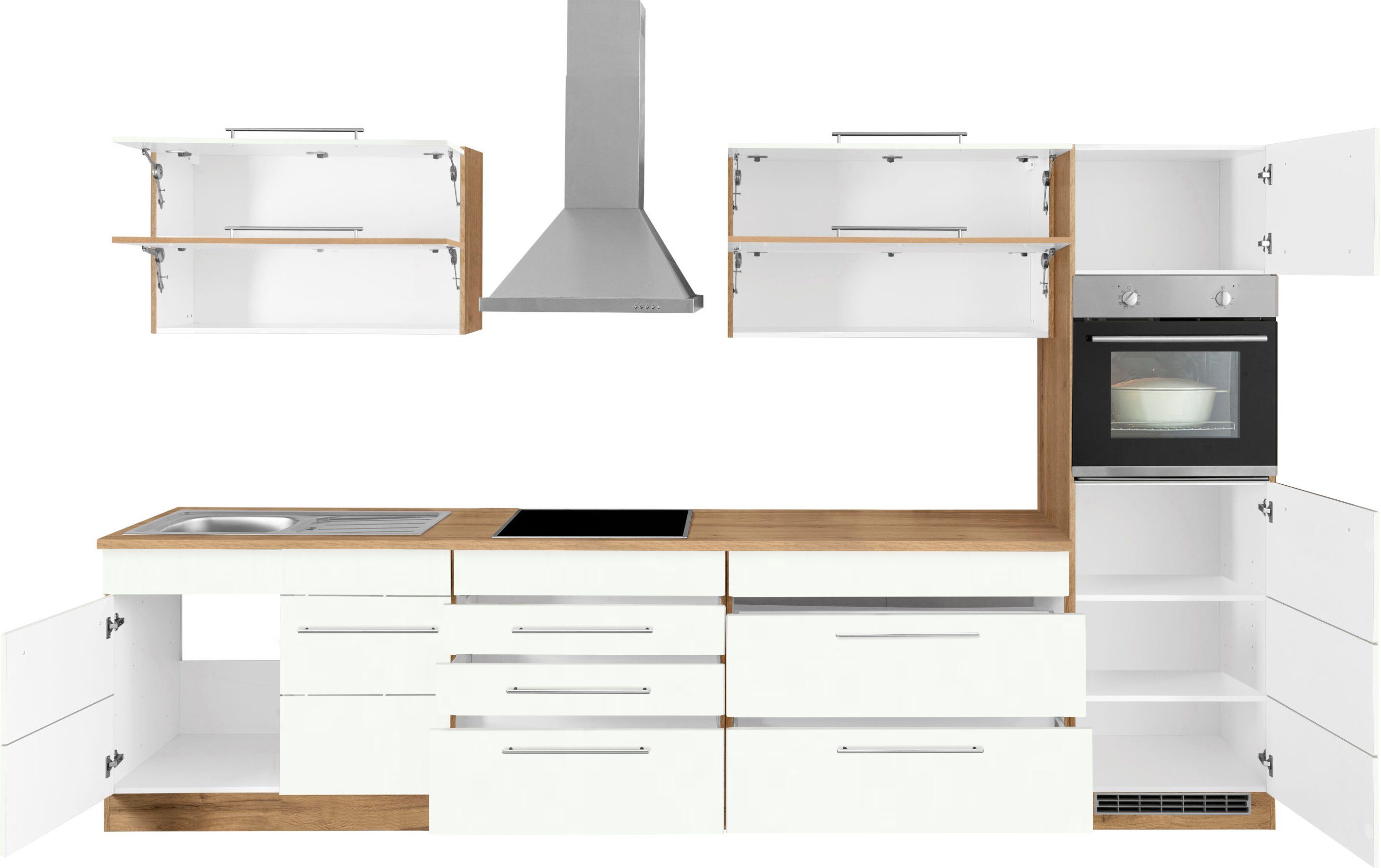 HELD MÖBEL Küchenzeile Wien, Breite 340 cm, wahlweise mit E-Geräten und Induktion