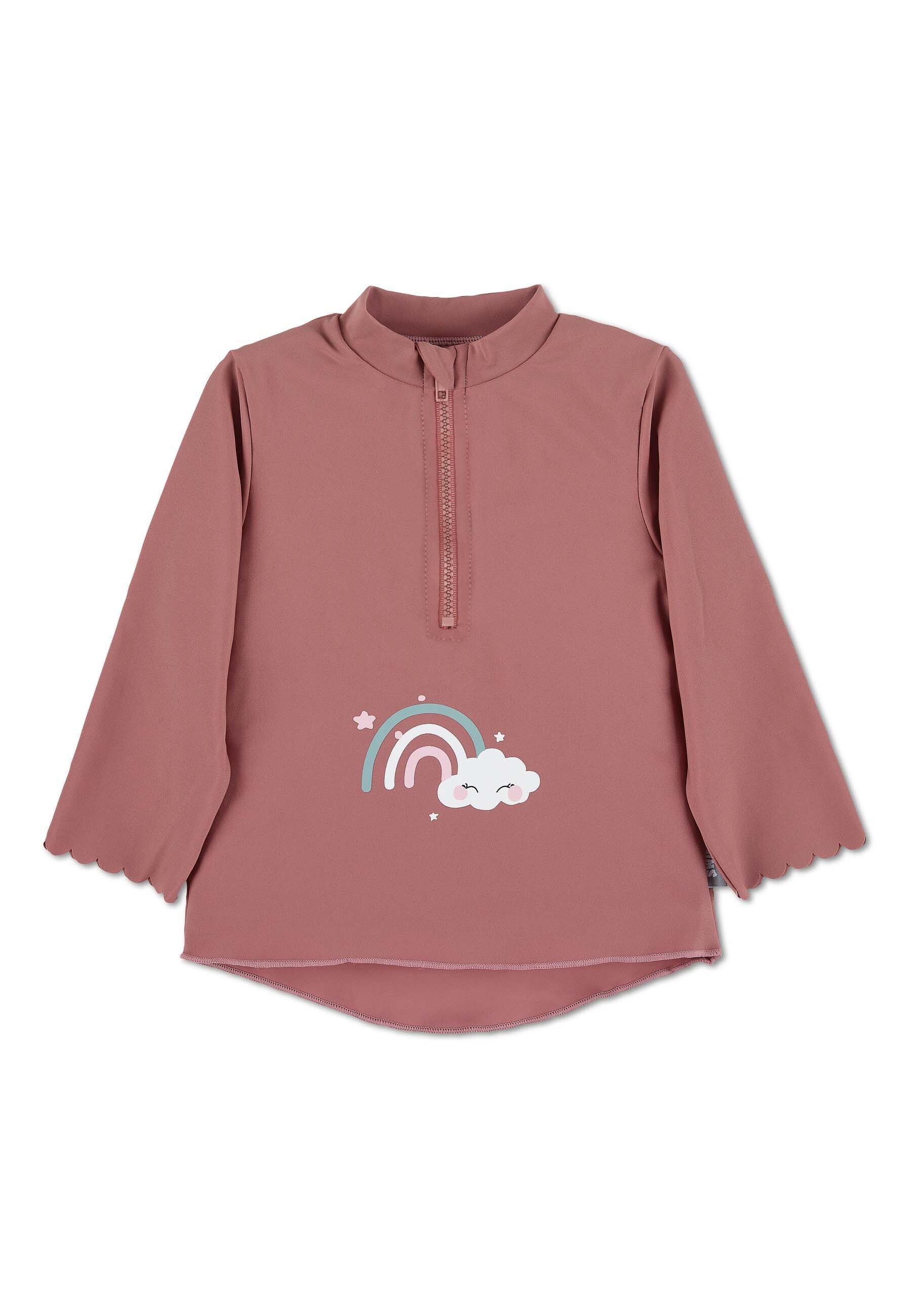 Langarm-Schwimmshirt in rosa mit Regenbogen-Motiv