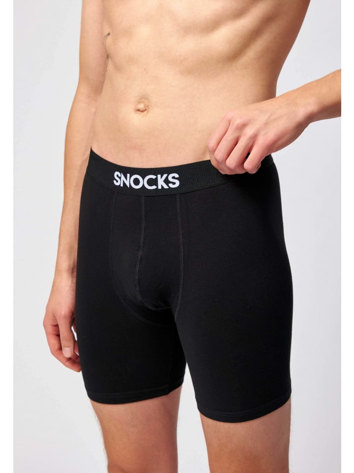 SNOCKS Lange Boxershorts 6 Stück in Schwarz günstig kaufen