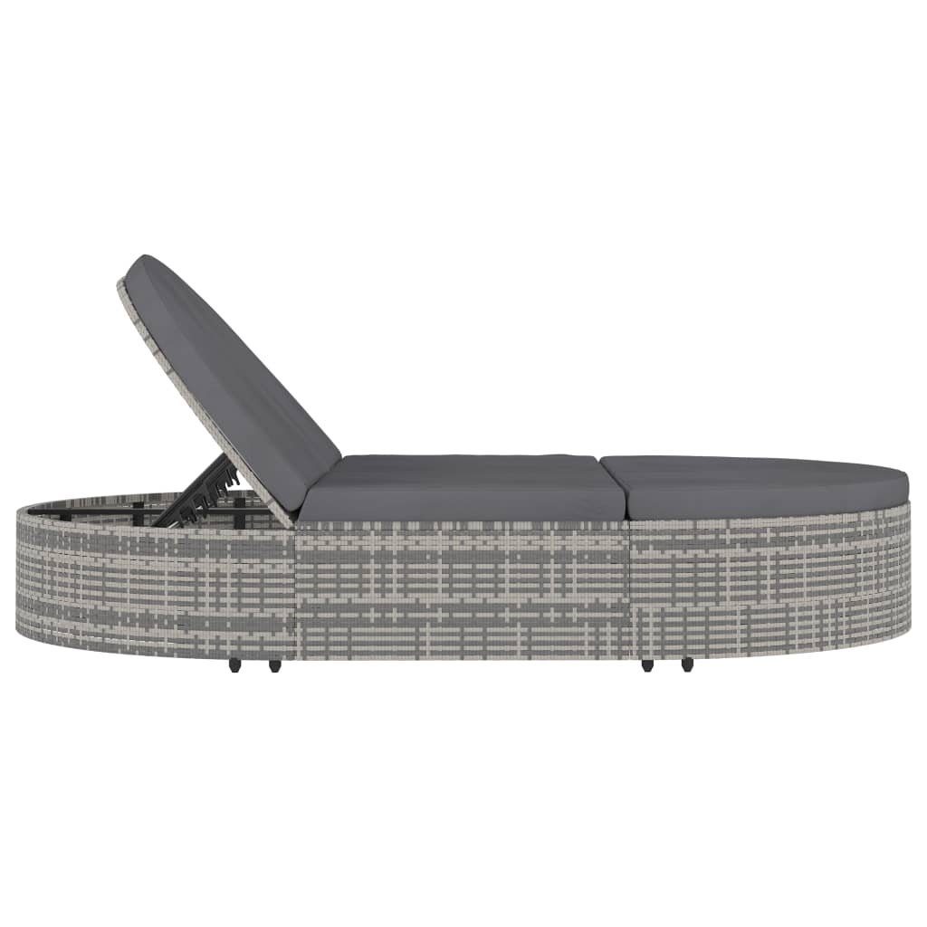 Merax Loungebett, 2 Teile, aus Polyrattan, Gartenliege, Sonnenlige inkl. Auflage, verstellbare Rücklehne