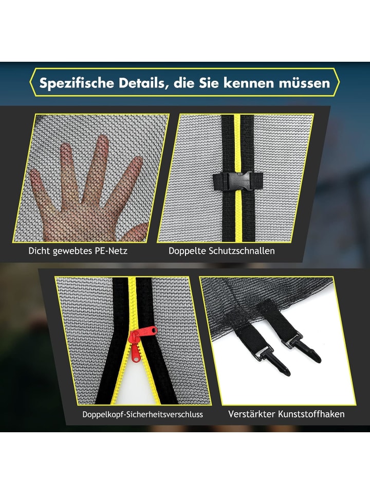 COSTWAY Trampolin Sicherheitsnetz 305cm für 6 Stangen in Schwarz günstig kaufen 185 cm