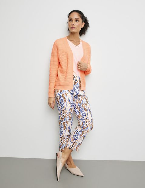 Offene Strickjacke aus Baumwoll-Leinen