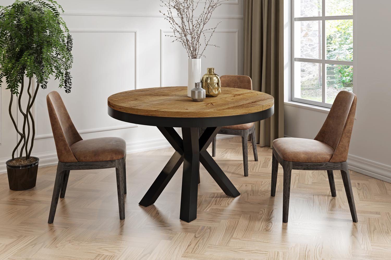 WFL GROUP Esstisch Clara, Tisch im Loft-Stil mit Metallbeinen