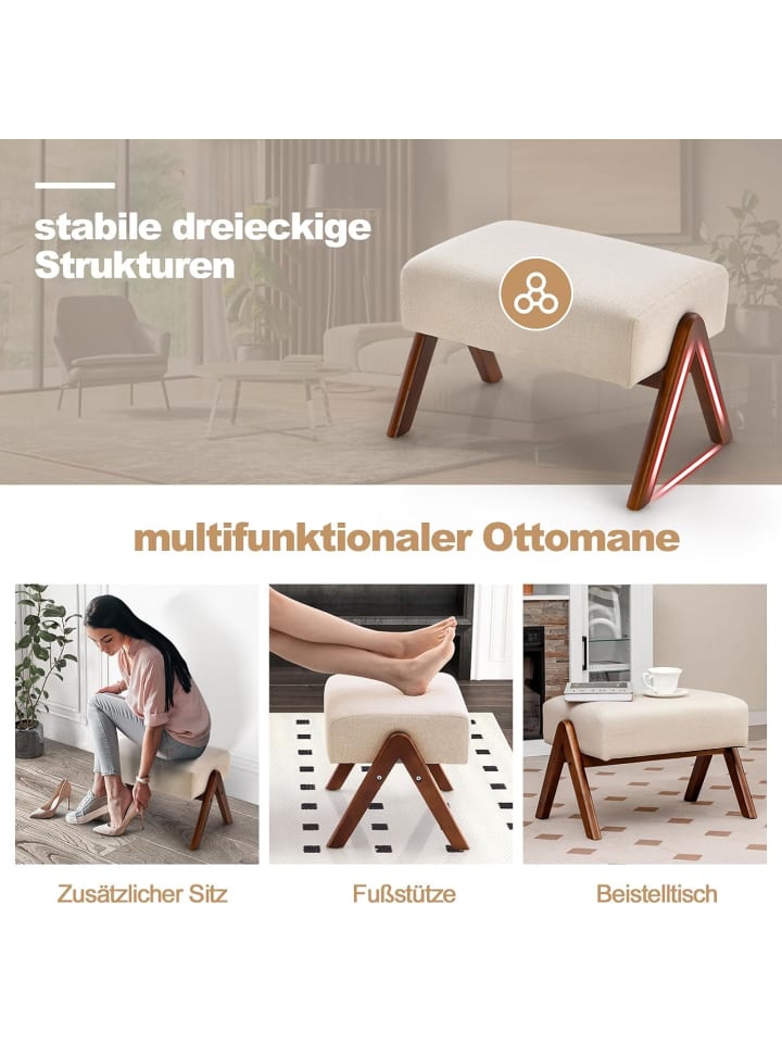COSTWAY Schaukelstuhl mit Hocker in Beige günstig kaufen onesize