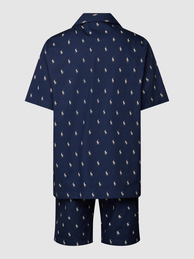 Pyjama mit Kontrastpaspeln Modell 'WOVEN' in marineblau
