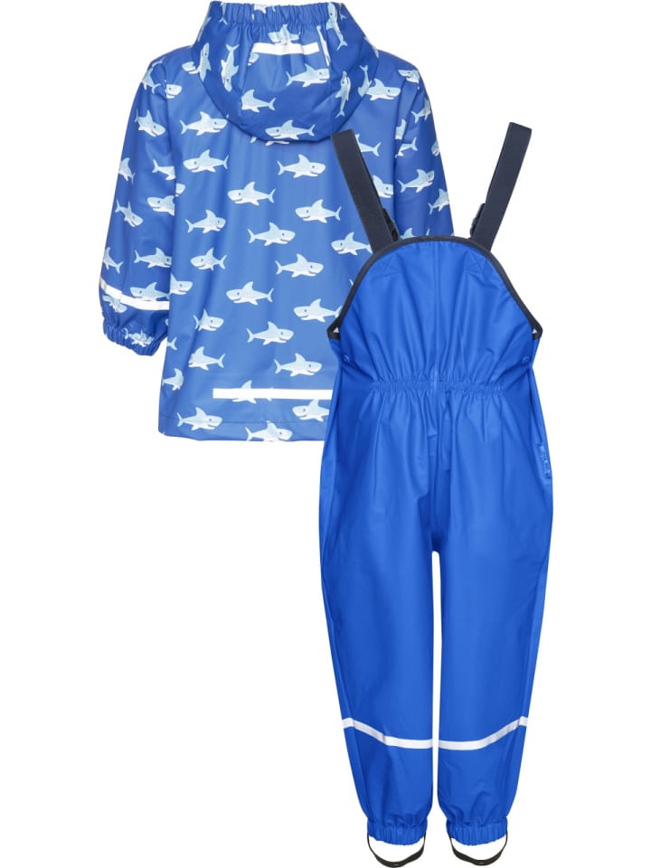 Playshoes Regen-Set Hai allover in Blau günstig kaufen