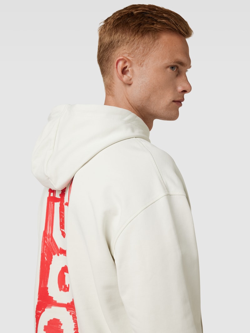 Hoodie mit Label-Detail Modell 'Diushi' in offwhite