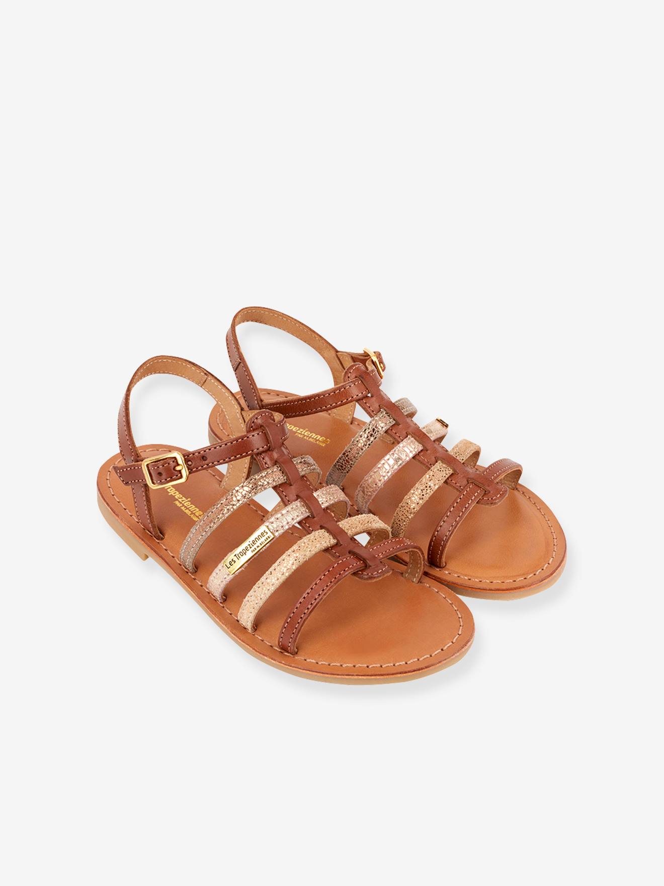 Sandales cuir fille Mongue LES TROPEZIENNES® PAR M. BELARBI blanc multi