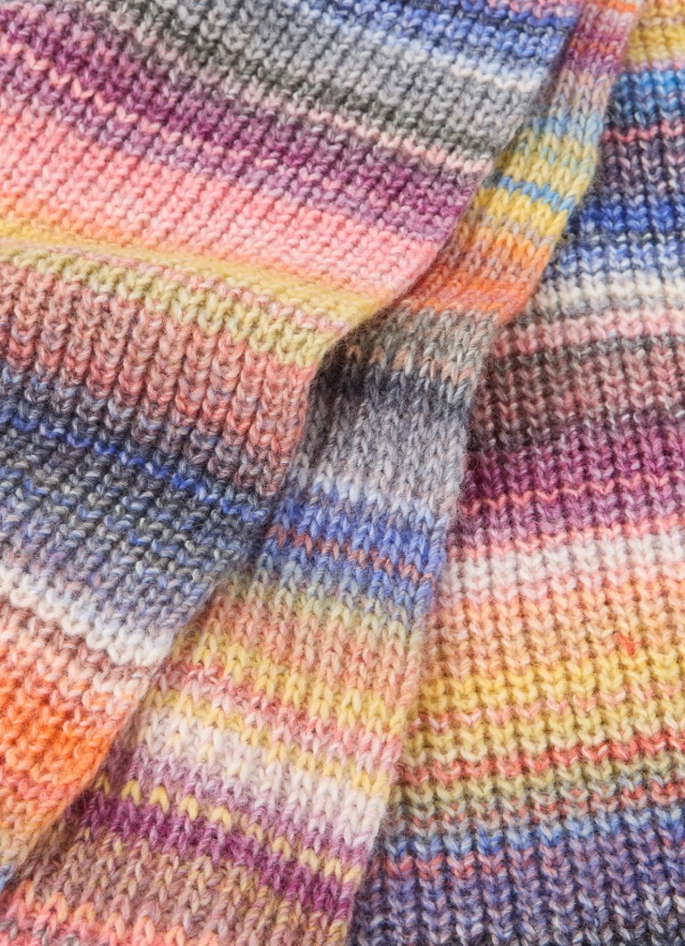 Eșarfă Benetton cu nervuri, amestec de lână cu dungi, 200 x 25 cm.