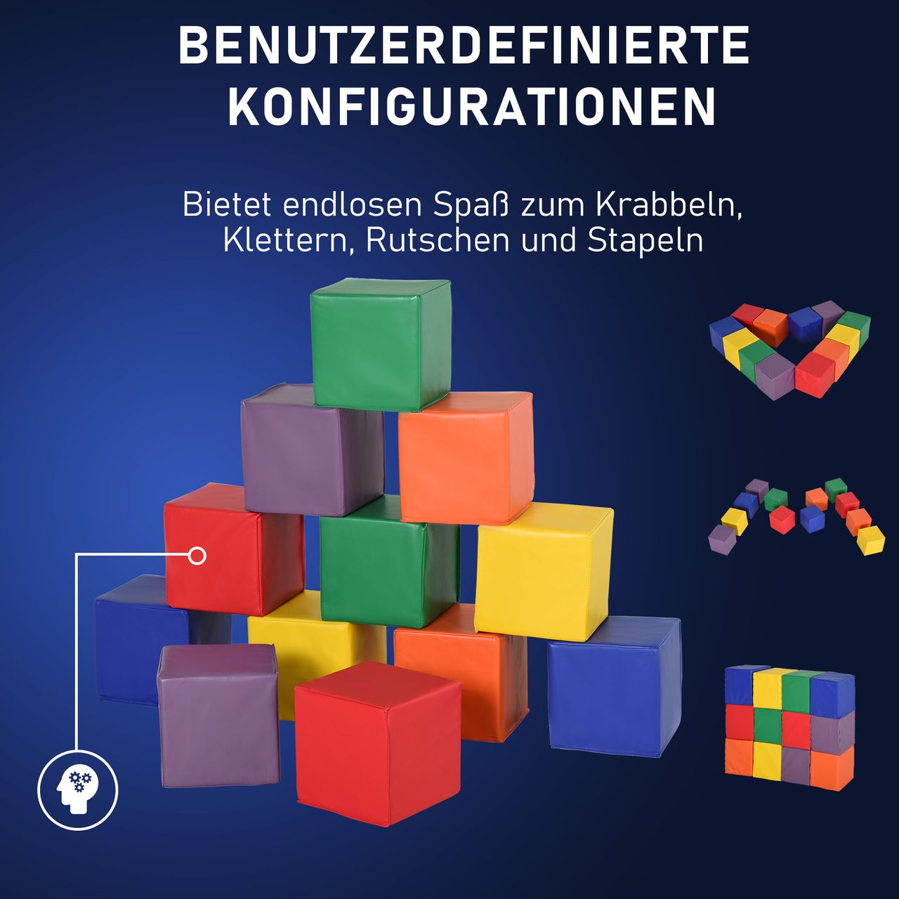 HOMCOM Bausteinset 12er-Set Schaumstoff Bauspielzeug für 1-3 Jahre alt Kinder