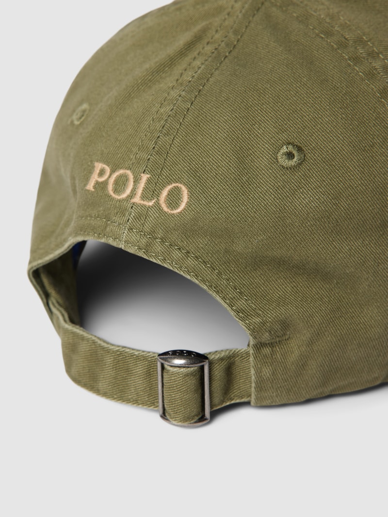 Basecap mit Logo-Stickerei und verstellbarem Riegel in khaki