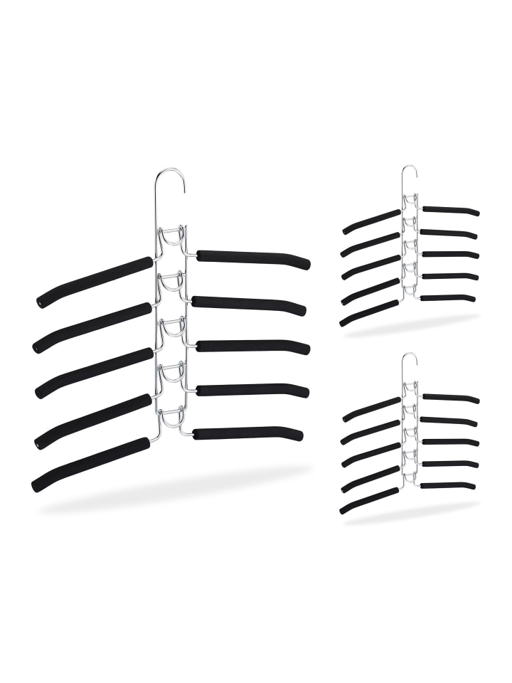 relaxdays 3x Mehrfachkleiderbügel in Silber/Schwarz günstig kaufen onesize