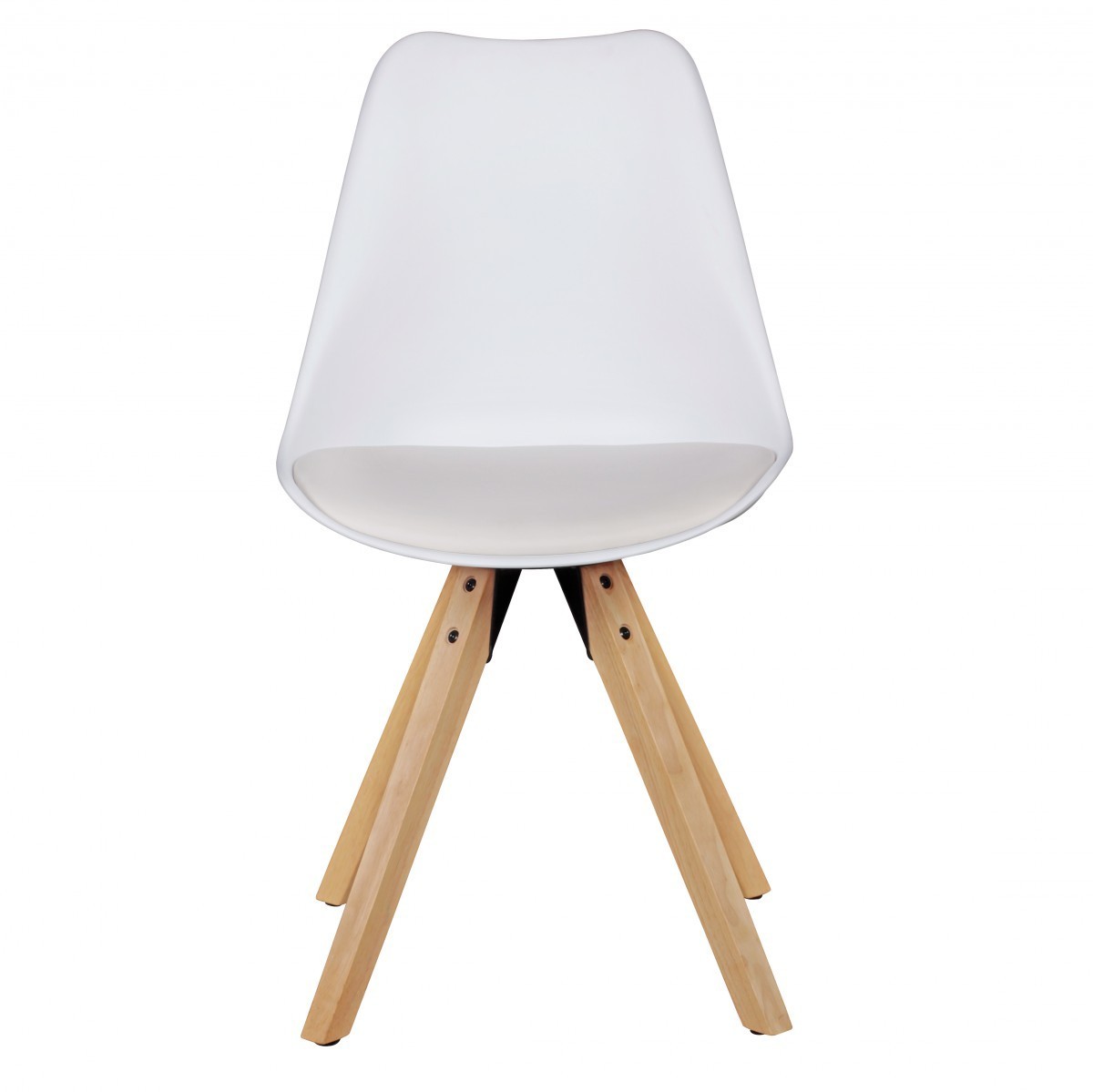 Wohnling 2er Set Retro Esszimmerstuhl weiß | Polsterstuhl Skandinavisch Rückenlehne | Küchenstuhl Kunstleder gepolstert