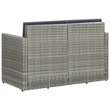 vidaXL Loungesofa 2-Sitzer-Gartensofa mit Auflagen Grau Poly Rattan, 1 Teile
